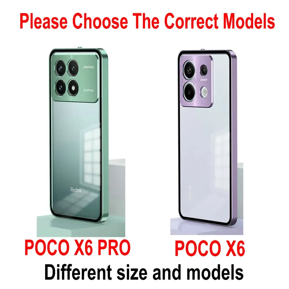 POCO X6 PRO 5G Case Luxury Aluminum Alloy Bumper Frame Magnet Closed Metal Matte Back Cover For Xiaomi POCO X6 5G Funda Cases