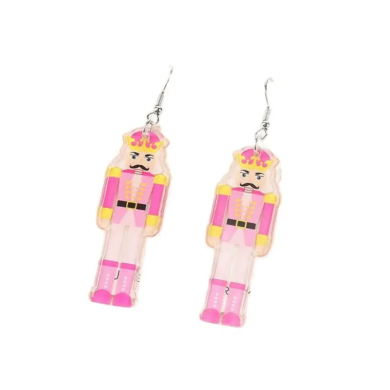 1Pair Christmas Drop Earring Acrylic Cute King Fashion Jewelry For Woman Girl Holiday Birthday Gift