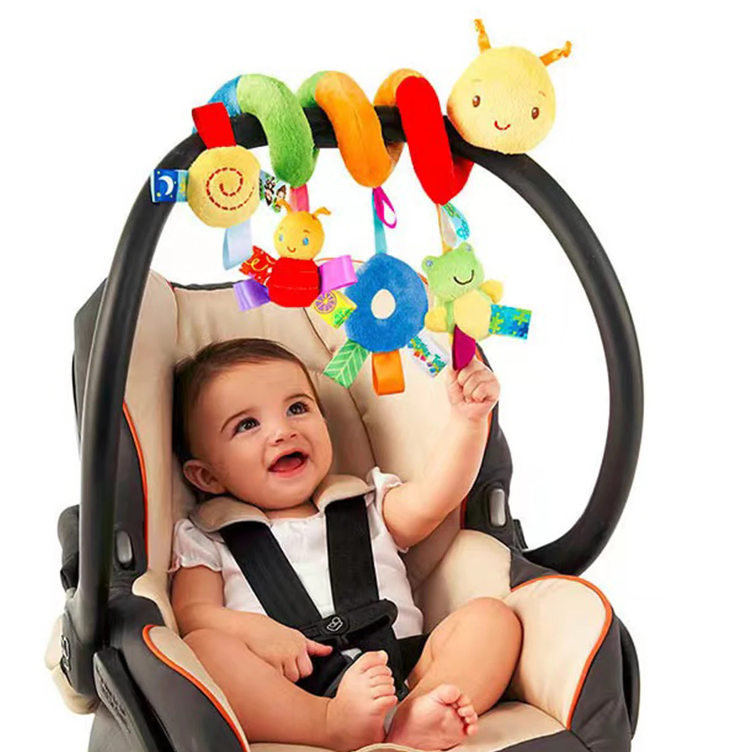 8 optional newborn stroller hanging bells rattle, bed hanging, cartoon animal shape bed winding, built-in bell paper