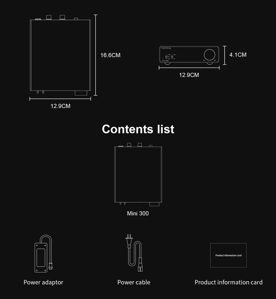 TOPPING Mini 300 HiFi Amplifier 140Wx2 Power Desktop Audio Balanced Class D AMP TRS RCA Home Theater Studio Monitor Speake