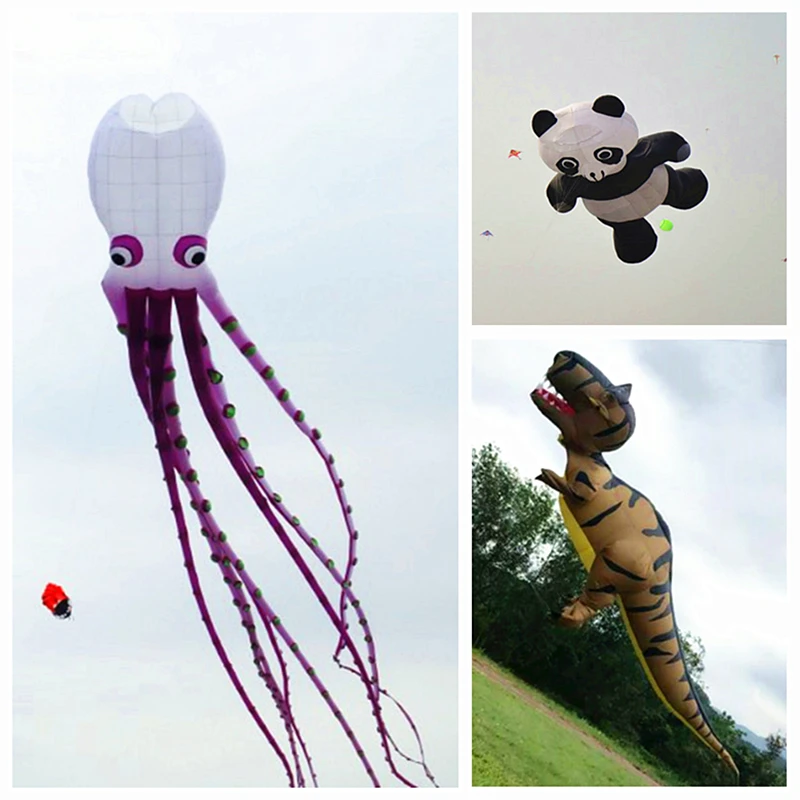 

free shipping 3d kite large dinosaur kite flying inflatable kite for adults professional octopus kite panda kite pendant parplan