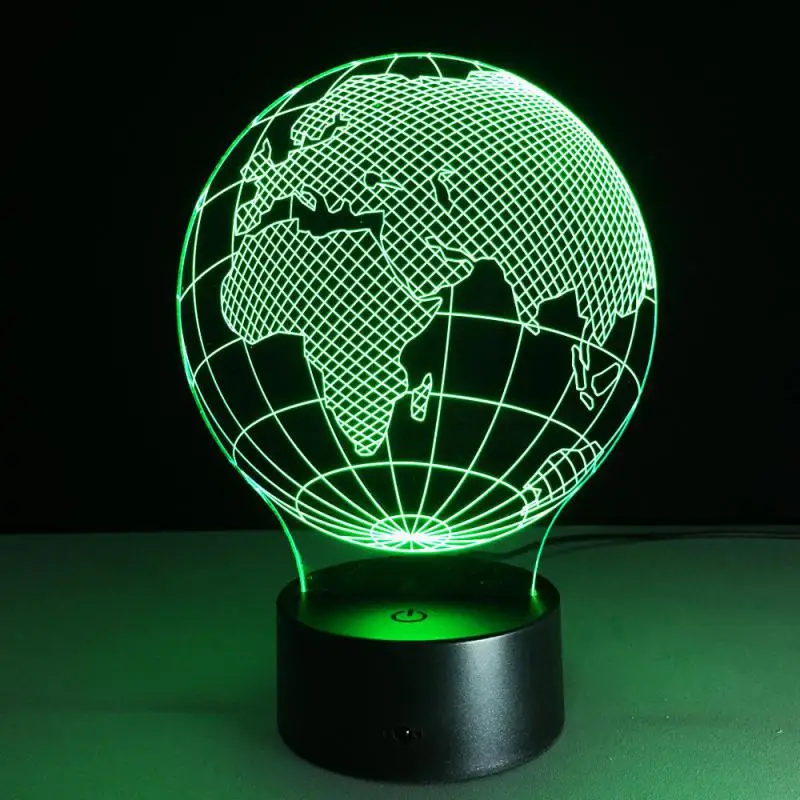 Earth Planes Creative Color Changing 3d Led Lamp Acrylic Small Table Lamp Home Bedside Usb Desk Lamp Wholesale Manufacturer