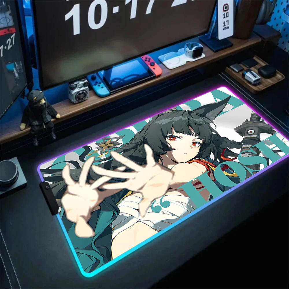 Zenless Zone Zero ZZZERO Nicole RGB Pc Gamer Keyboard Mouse Pad Miyabi Hoshimi Ellen Joe Qingyi Mousepad LED Glowing Mouse Mats