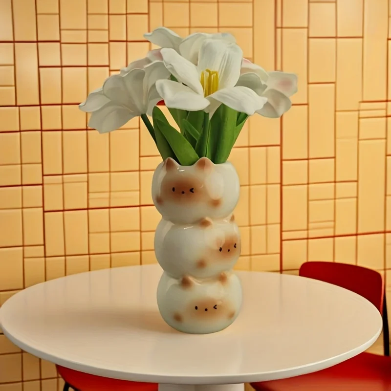 الإبداعية تشكيلة زهور تخزين حامل السيراميك سيامي القط زهرية غرفة المعيشة غرفة نوم الديكور الحلي اناء للزهور #4
