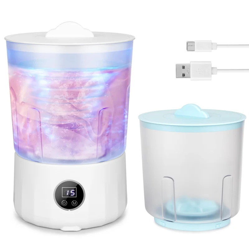 【OFF SHELF】Underwear Washing Machine - Rechargeable Dual-Bucket Mini Washing Machine W/ 1.5L Isolated Tubs, For Travel,Camping,D