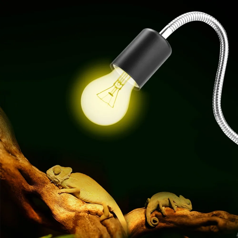 360 Degrees Rotating Reptile Heat Lamp Metal And Plastic Adjustable Temperature Reptile Lamp Holder Clip Clamp Base US Plug 110V