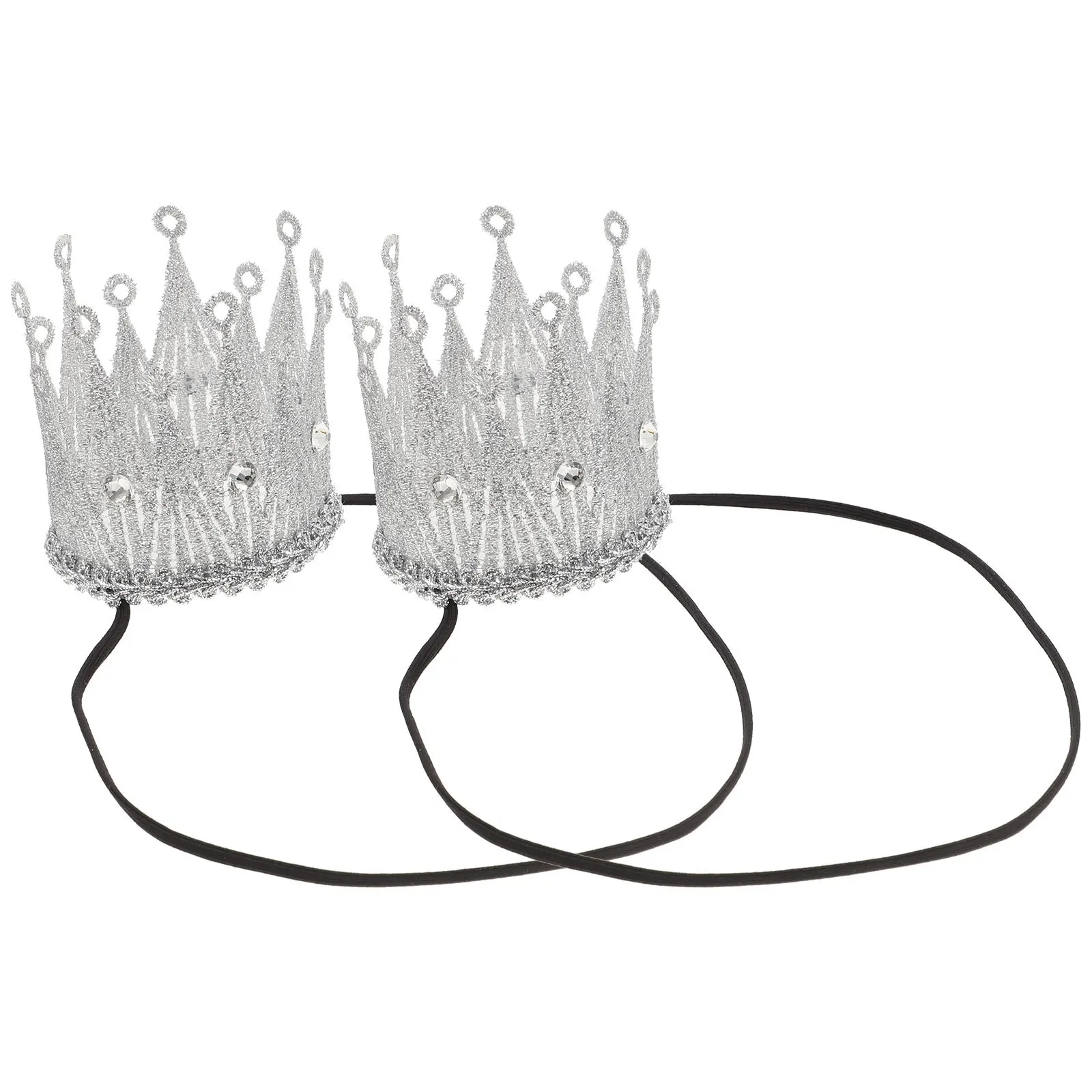 

2pcs Princess Crown Headband Vintage Tiara Headdress For Cosplay Wedding Party Birthday Crown Decorative Accessory Shiny Retro