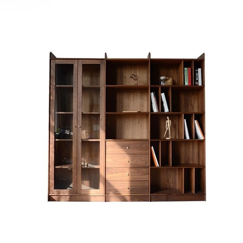 

Customizable Japanese-style log bookcase Simple North American solid wood black walnut fashion bookcase