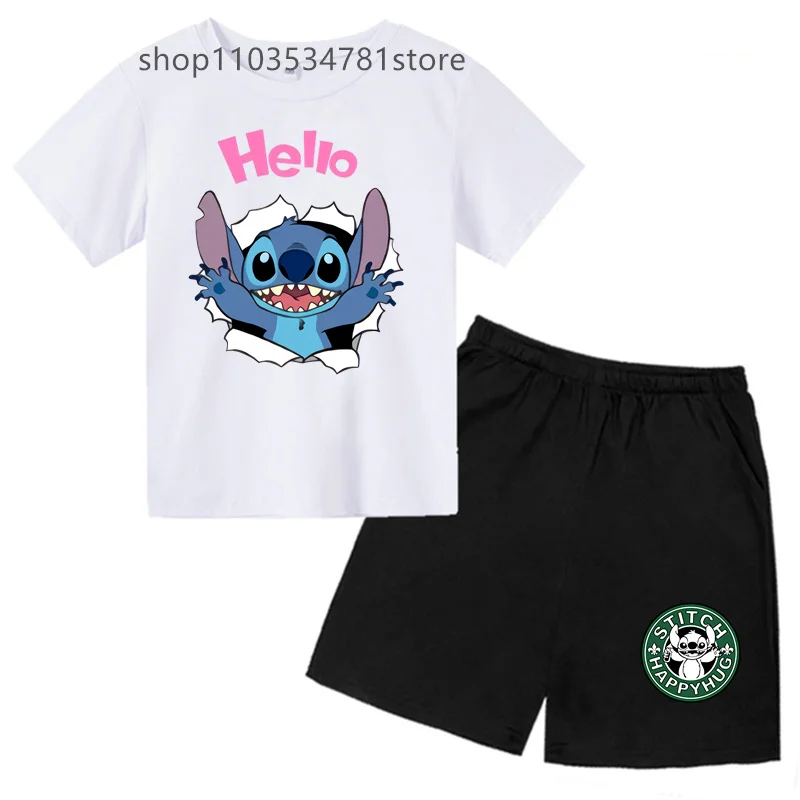 Anime Fashion Summer Children's Two-piece T-shirt set Round Neck Casual Short Sleeve boy Short sleeve shorts