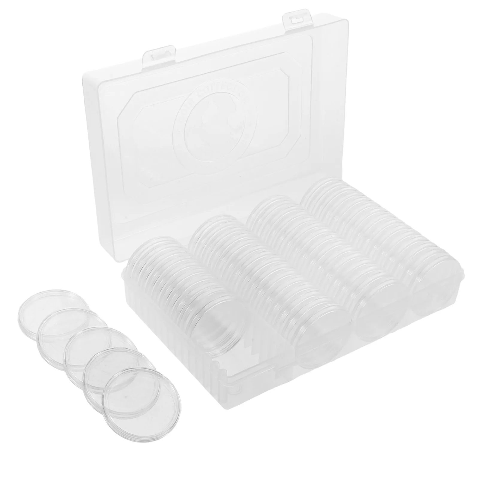 60Pcs Clear Coin Holder Box 41Mm Foam Seal Coin Capsules Portable Organizer Medal Display Collector Storage Case