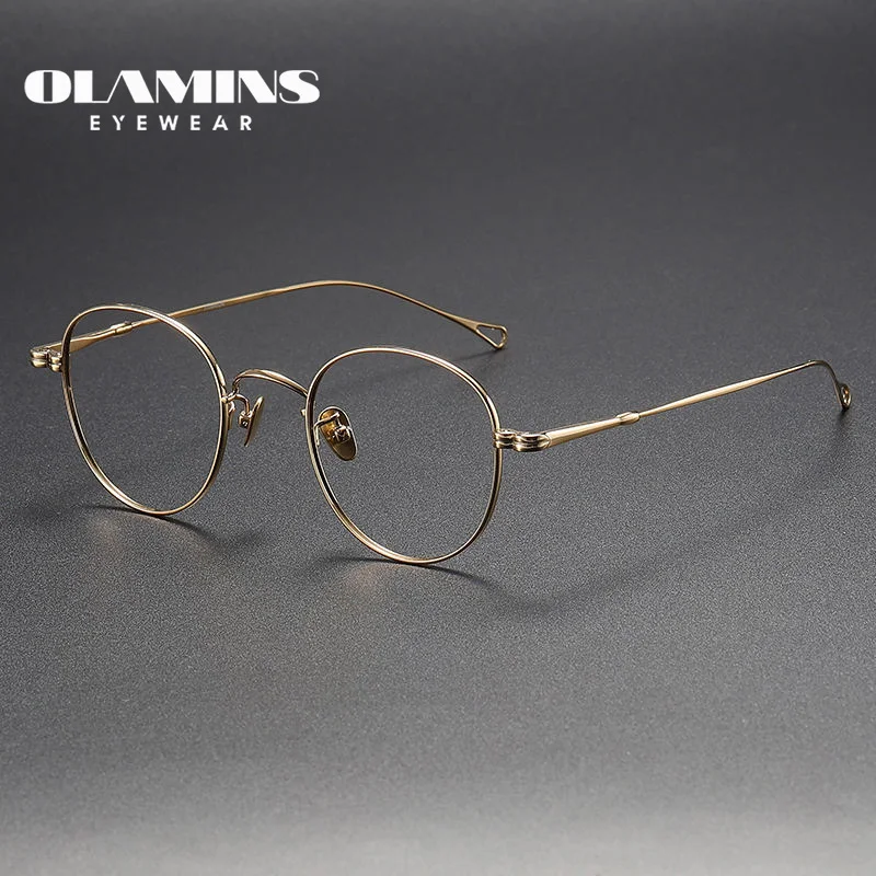 

OLAMINS​ Titanium Optical Glasses Frame New Flat Lens Blue Light Proof Cat Eye Vintage Eyeglass Frame Glasses Frame M5-Mod03