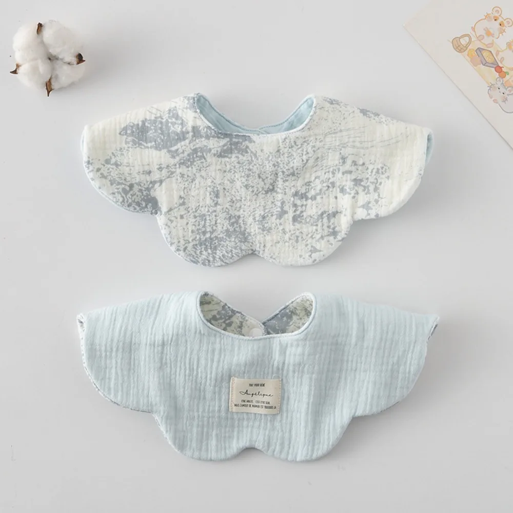 

Cute Two-sided Usable Baby Feeding Bib Pure Cotton Gauze Breathable Saliva Towel Pacifier Petal Bib For Kids