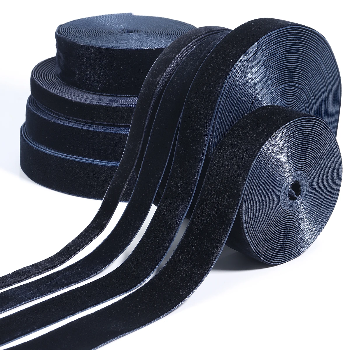 5–10 Yards/Rolle Samtbänder Dunkelblau Single Face Beflockung Gurtband für DIY Weihnachtsfeier handgemachte Geschenke Verpackung Dekoration