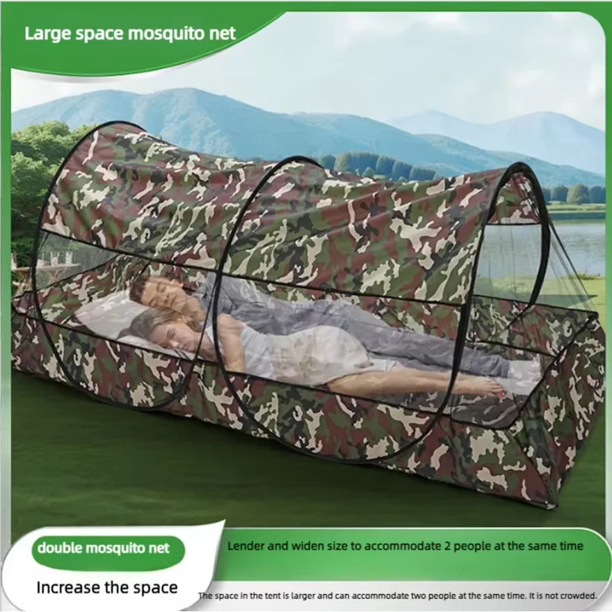 Portable Mosquito Net Tent Pop Up No Installation Required Suitable for Outdoor Camping Travel Cycling Camouflage Style