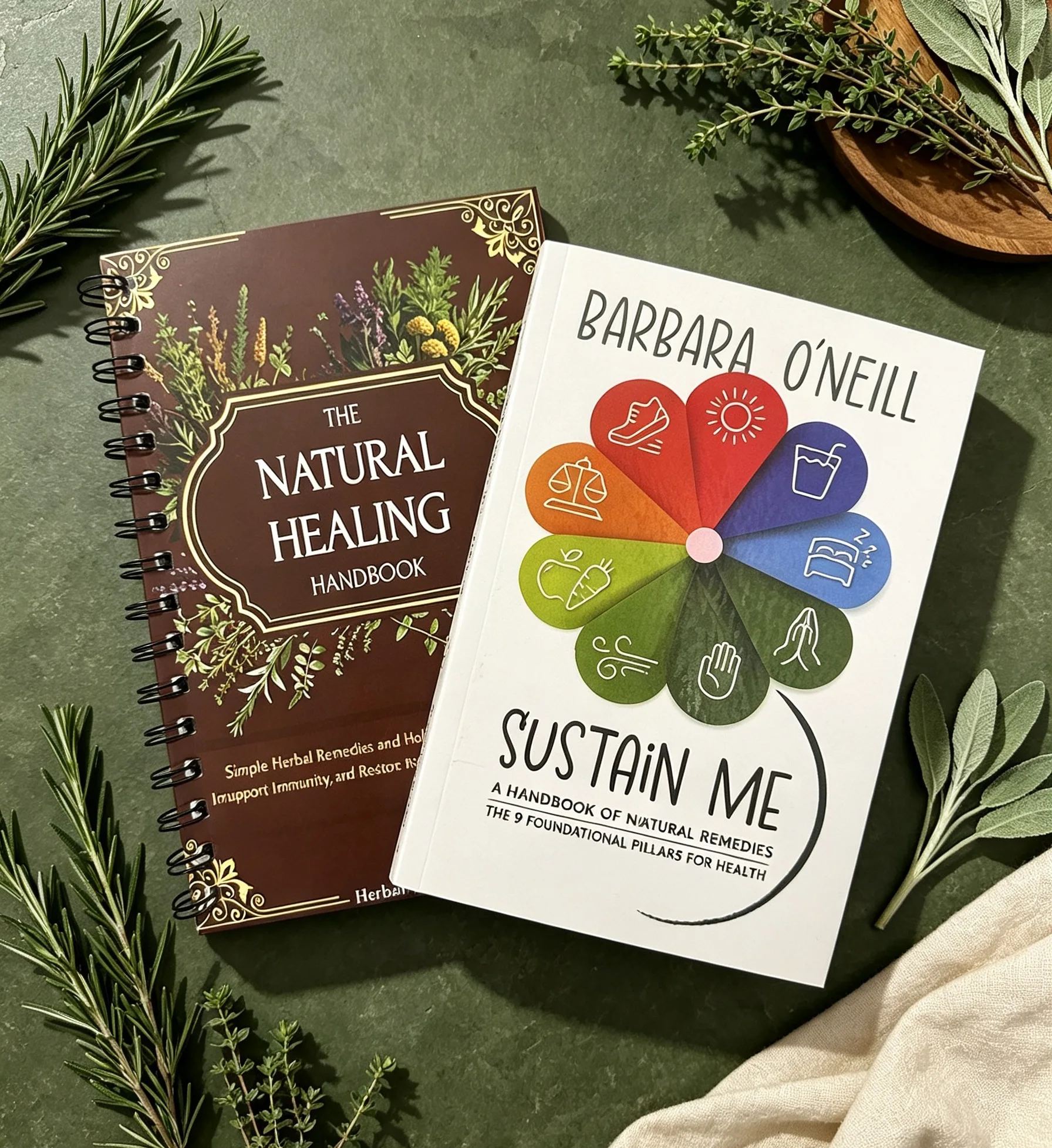 Holistic health book set, herbal health guide and healthy living manual, self-help reading books