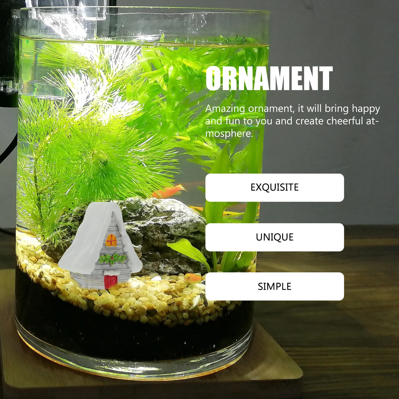 

4pcs Resin Christmas Mini Xmas Decoration Aquarium Fish Tank Decor Reptile Tank Ornament Micro Landscape Desktop Adornment