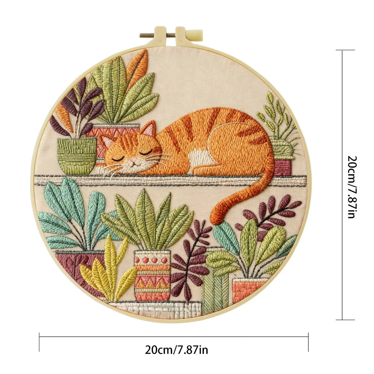 1 Stück 20X20CM/15X15CM 7,87/6,3 Zoll Tier - Katze Stickerei Starter-Kit DIY-Kit DIY-Stickerei-Set Handarbeiten Malerei – Detail 1