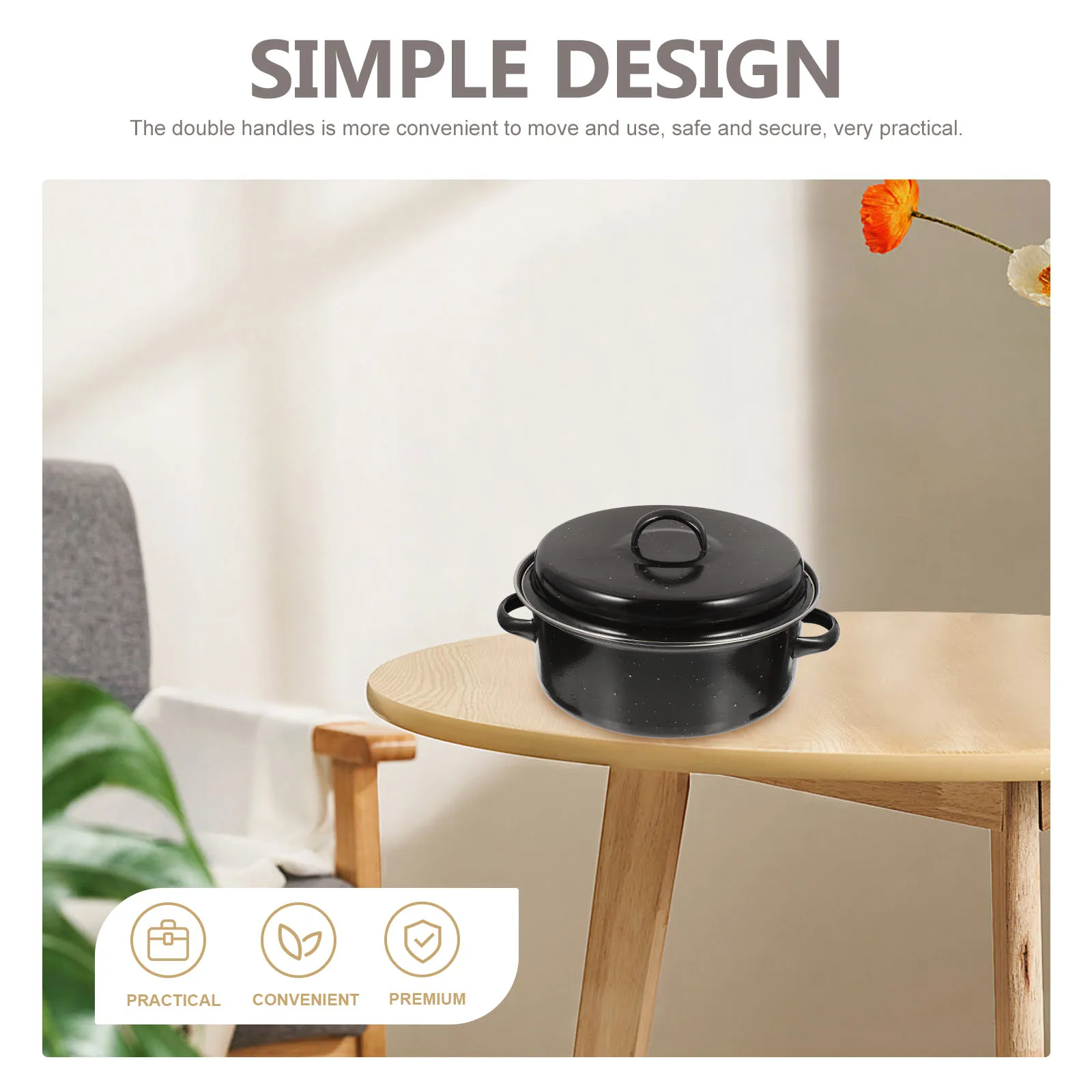 

Double Handles Roasting Pan Household Multi-Function Cooking Pot High Temperature Resistant Iron Roaster Kitchen Roasted Sweet
