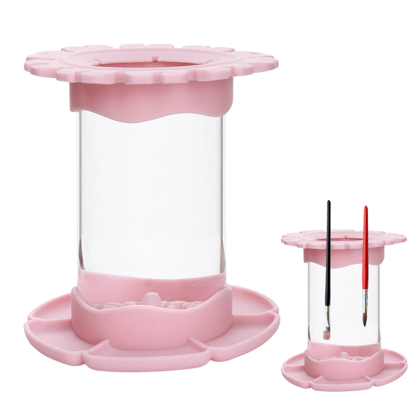 Silicone Pink Paint Brush Cleaner Art Transaprent Studio Rinse Cup Paintbrush All In One Multifunctional Classroom Outdoor Home