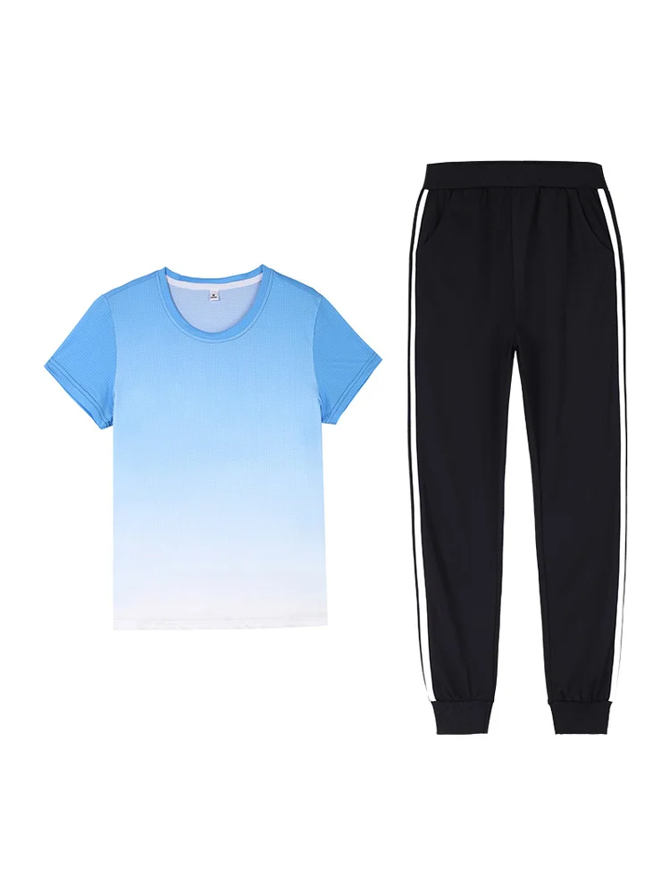 Qui Dry Ice Silk Badminton sportkledingset voor dames zomer 2025, lichtgewicht tweedelige ronde Ne ort Sve lange broek