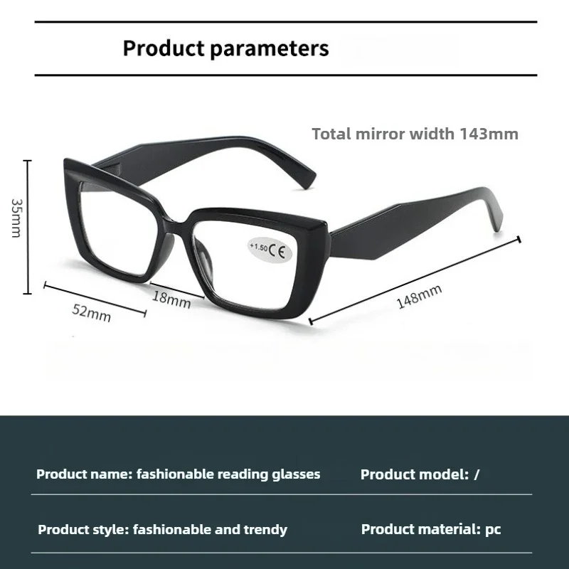 Men Women Small Square Frame Reading Glasses Fashionable Trendy Ultralight Presbyopia Retro HD Far Sight Eyeglasses Plus Diopter image 6