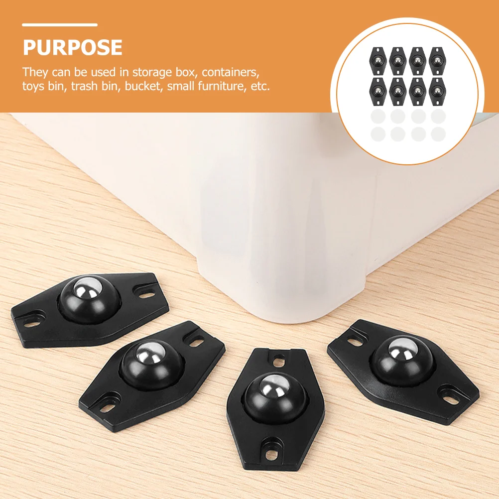 8 Pcs Self Adhesive Casters Small Rotating Wheels for Heavy Furniture Rollers Fixed Swivel Rotation Sticky Pulley with