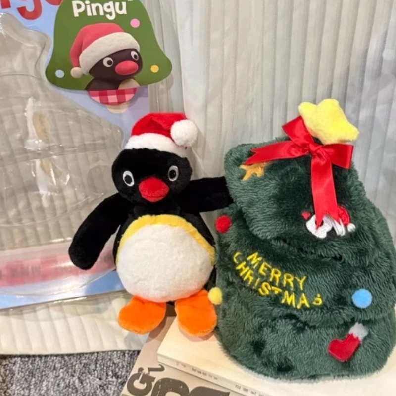 귀여운 핑구 봉제 인형 크리스마스 트리 봉제 인형 핑구 크리스마스 리스 봉제 인형 펭귄 액세서리 모델 홈 장식