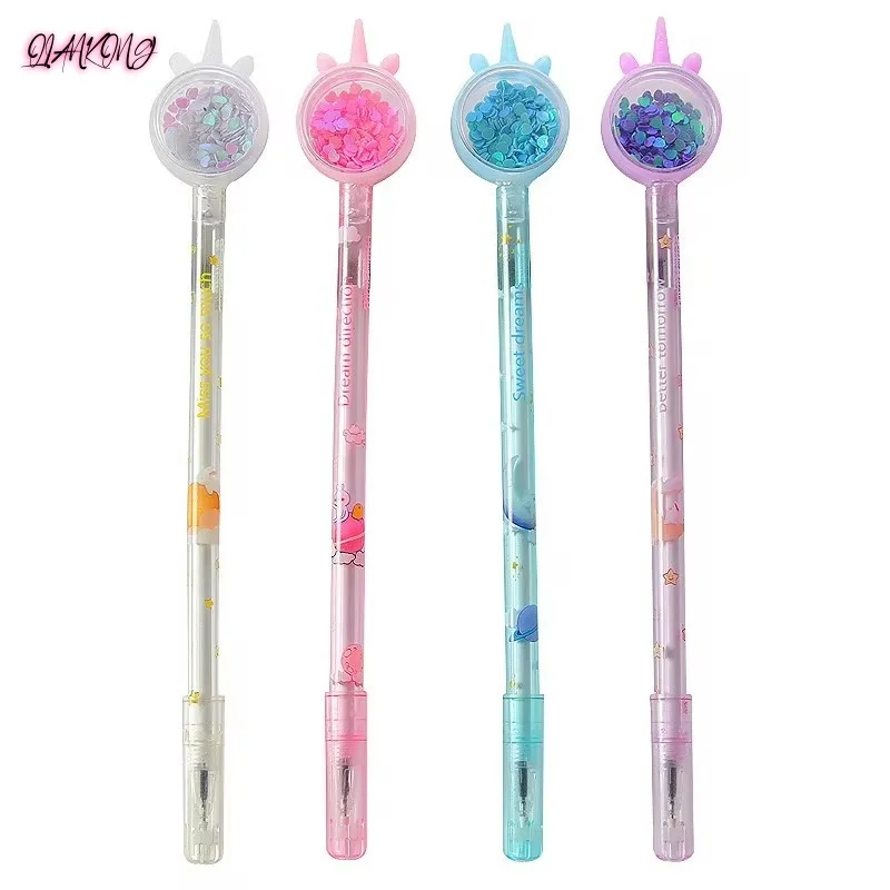 5 Pcs Stationery Kawaii 0.5mm Gel Pen School Office Supplies Creative Unicorn Glitter Recreation Cute Gel Pen korean stationery