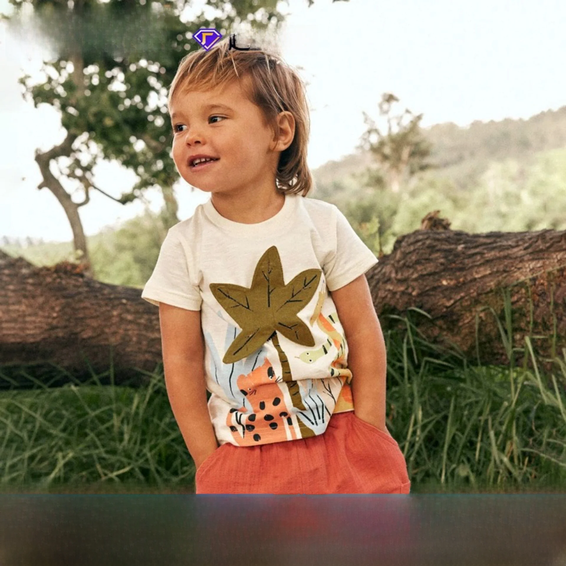 طقم تي شيرت قطني كاجوال صيفي للأولاد من Malwee بدلة دائرية مكونة من قطعتين للأطفال الصغار والمتوسطين ملابس بنمط حيوانات #1