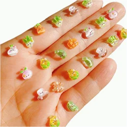 50pcs Mini Wegetable Nail Charms Jewelry Cute Cartoon Fruit Vegetable Nail Art Parts 3D Flatback Resin Nail Decoration Accessory