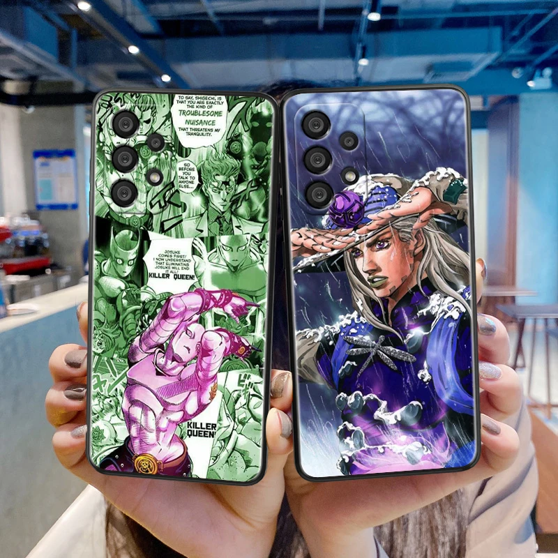 JOJO Stardust Crusaders For Samsung A55 A35 A25 A15 A14 A73 A53 A13 A05S A03S A02S A71 A52 A32 Black Soft Phone Case