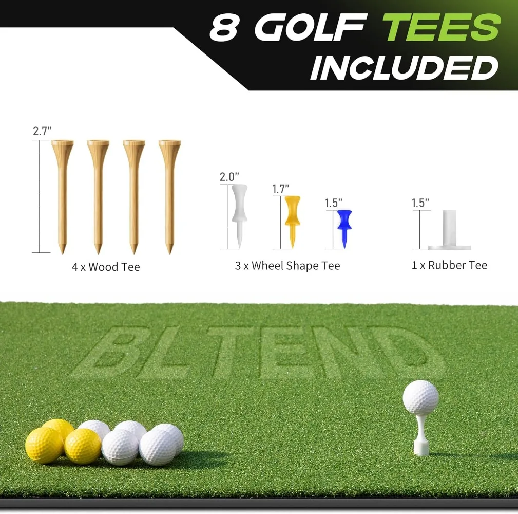 Alfombrillas de Golf para golpear, alfombrillas de práctica de Golf de césped Artificial para interior y exterior con Tees de goma, 9 bolas de Golf