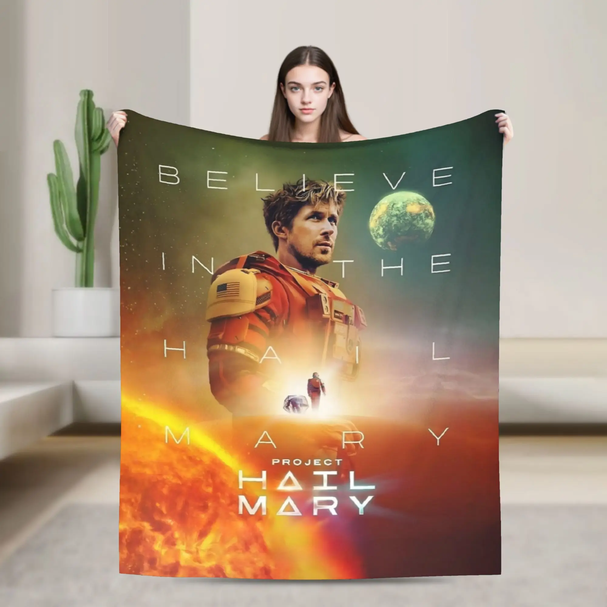 Project Hail Mary Movie Knitted Blanket  Plush Throw Blankets Airplane Travel Personalised Ultra-Soft Warm Bedspreads