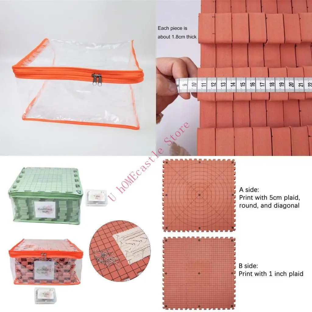 

63HF 9 Pieces Crochet Blocking Board Knitting Blocking Mats Thick Grids Board Crochet Accessories Gift for Craft Enthusiasts