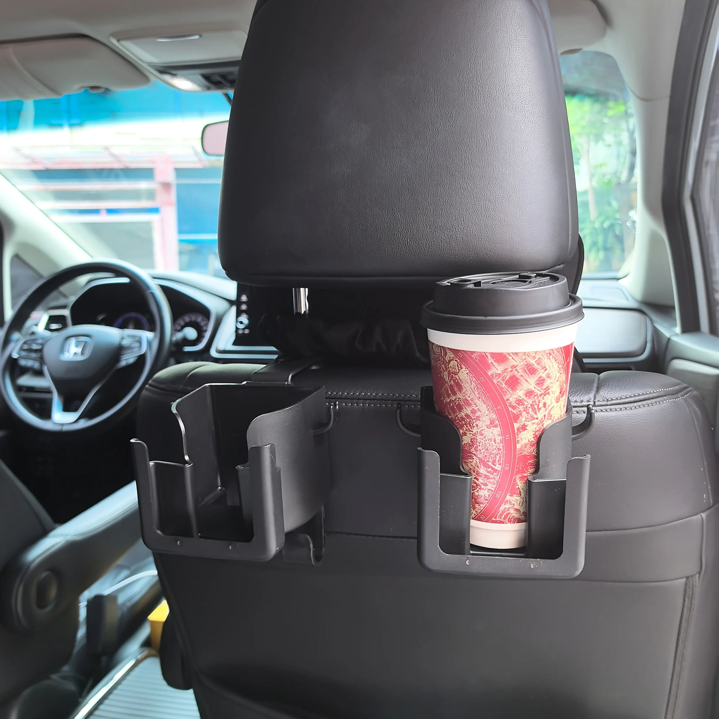 2pcs (Multifunctional Cup Holder + Back Row Hook) Multifunctional Car Seat Back Storage Rack with Cup Holder, Phone Holder