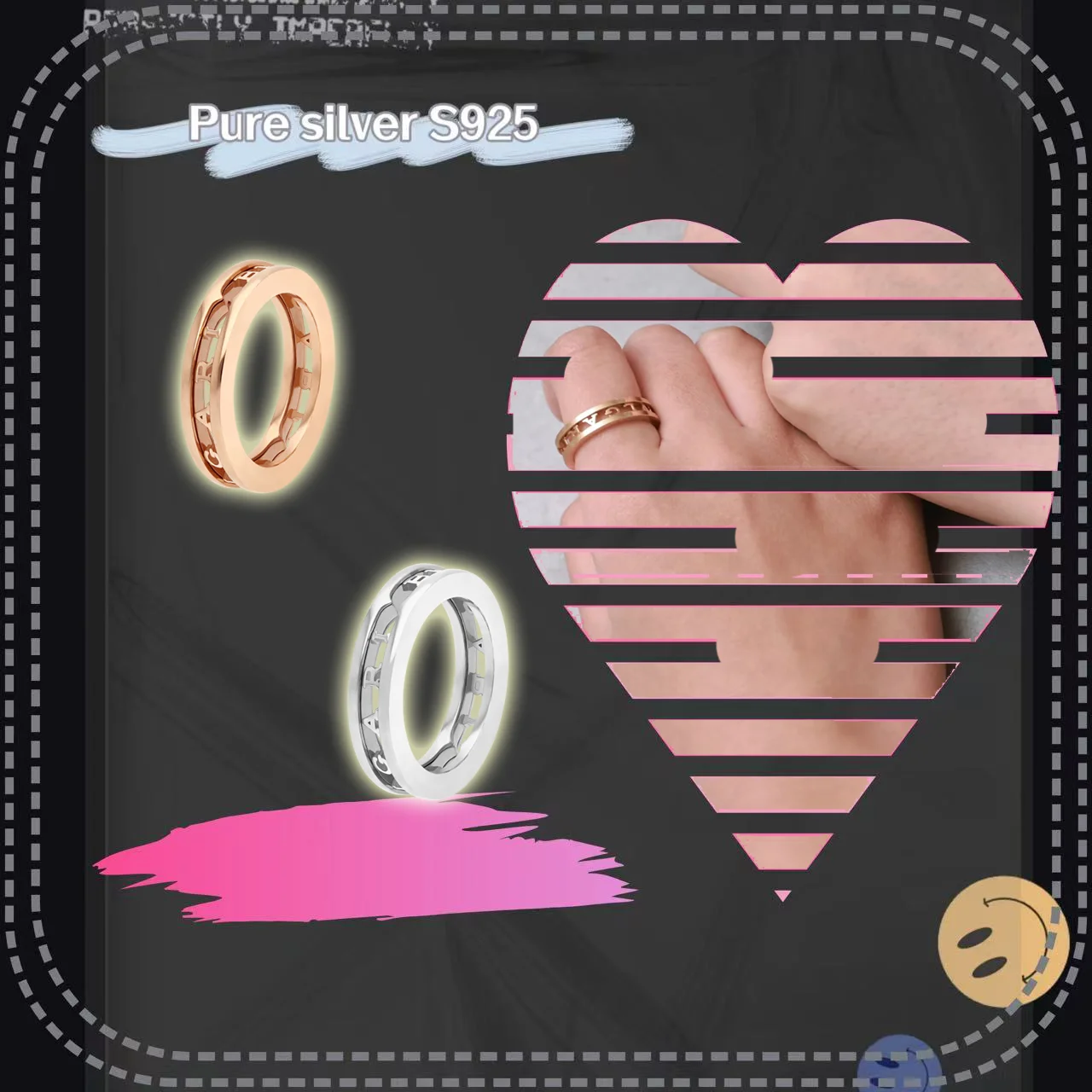 

Solid silver S925 women's jewelry hollowed out classic ring for dating occasions, couple pairing ring, holiday gift selection