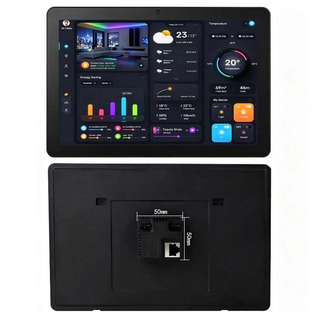 8 10,1" Wandmontiertes Android Smart Home Bedienfeld RK3566 POE-Stromversorgung Android 11 Kapazitives Touch-Tablet für Zuhause & Büro – Detail 10