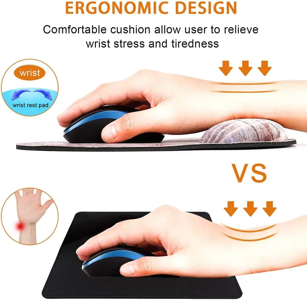 Podkładka pod mysz z podparciem nadgarstka, ergonomiczna podkładka pod mysz z pianki memory, komfortowa podkładka pod mysz do komputera, łagodząca ból przy pracy. — zdjęcie produktu 2
