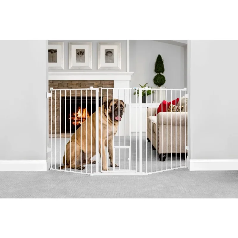 

Metal Dog Gate, White, 76"L x 2"W x 38"H