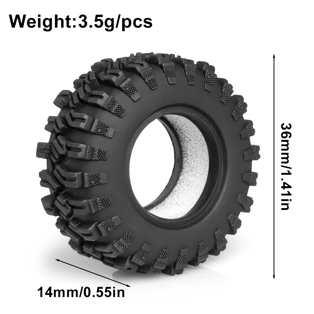 1/30 Rc Crawler Tires 36mm 0.7in Soft Rubber All Terrain Tyres For 1/30 Rock Mud Car Axial Scx30 Ascent-32 Tires Upgrade Parts