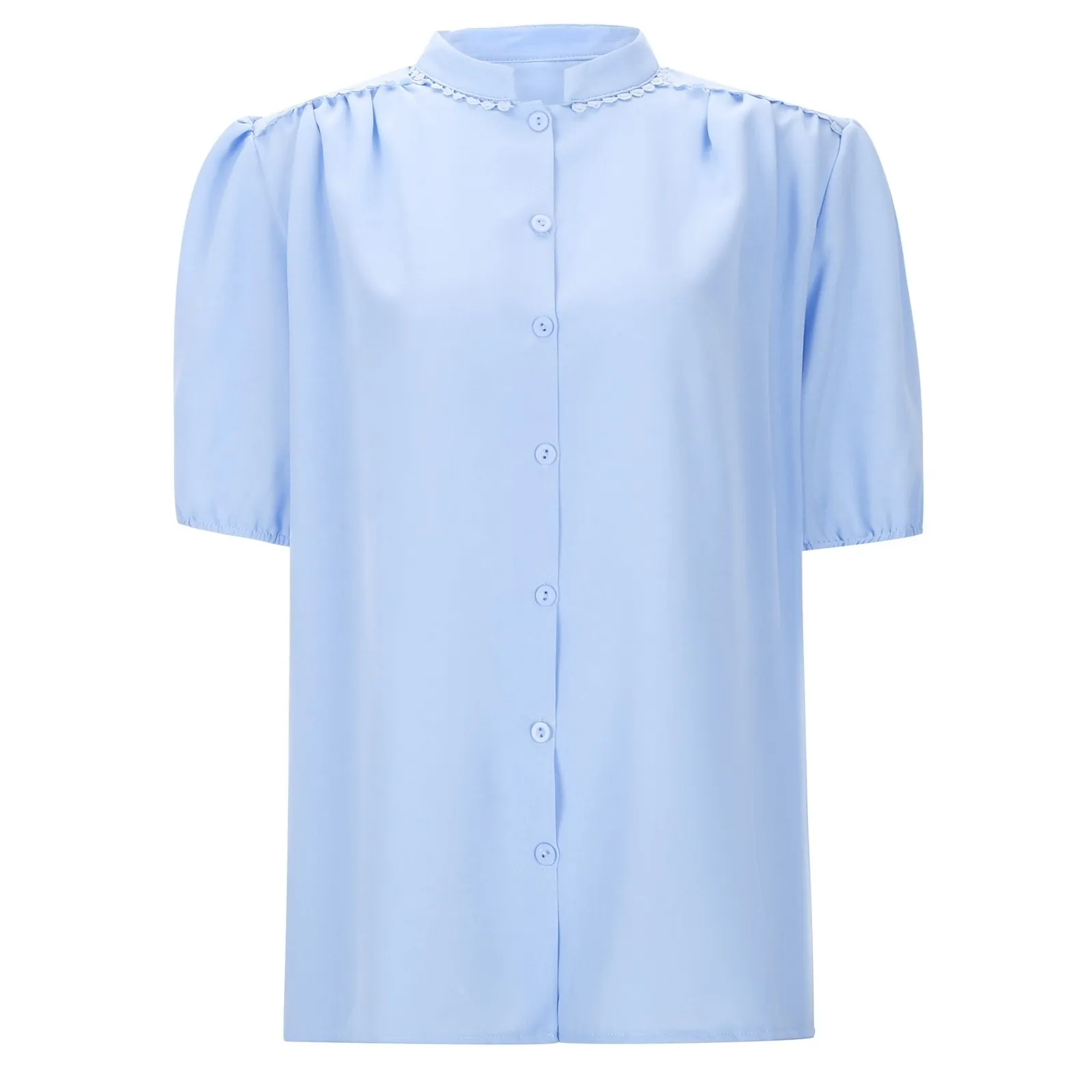 

Women Fashion Solid Buttoned Shirt With Sleeves V Neck Casual T Shirt Top V Neck T Shirts for Women