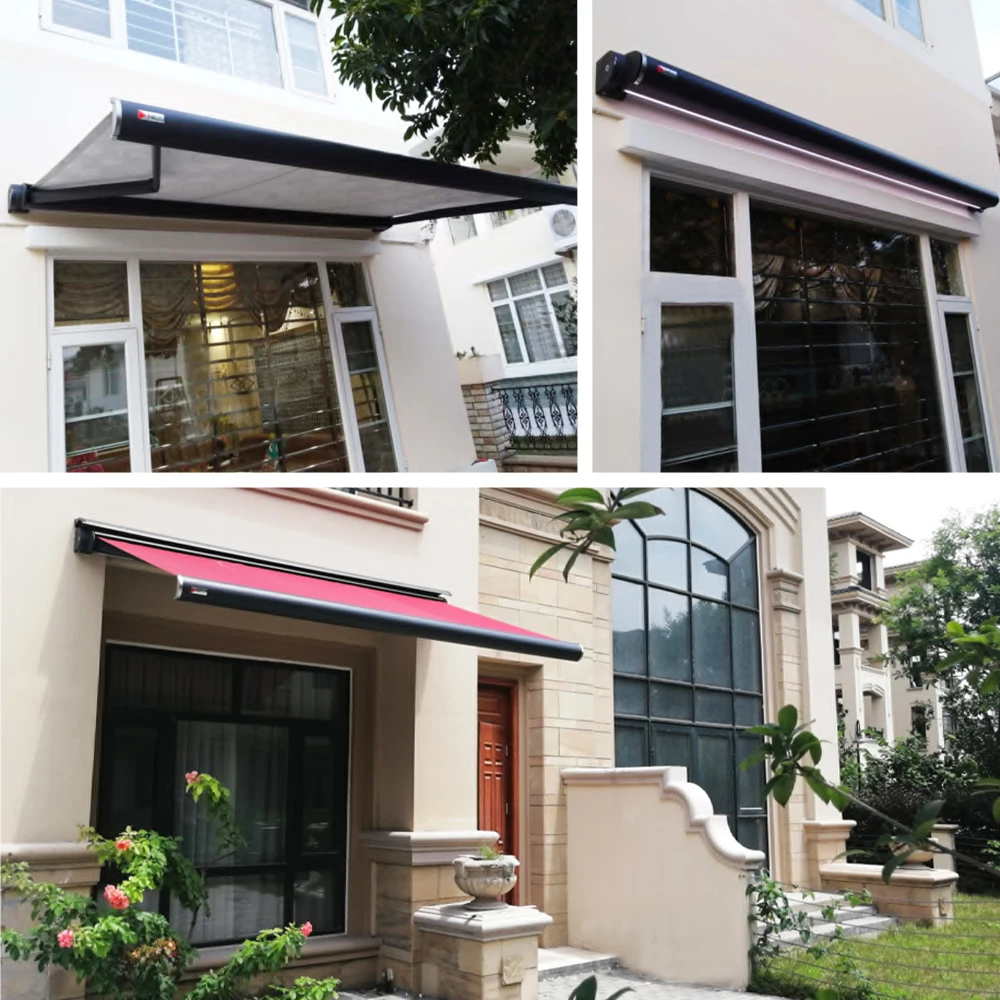 ZSHINE Custom Size Aluminium Alloy Outdoor Awning Waterproof Retractable Full Cassette Awnings Motorized Awning