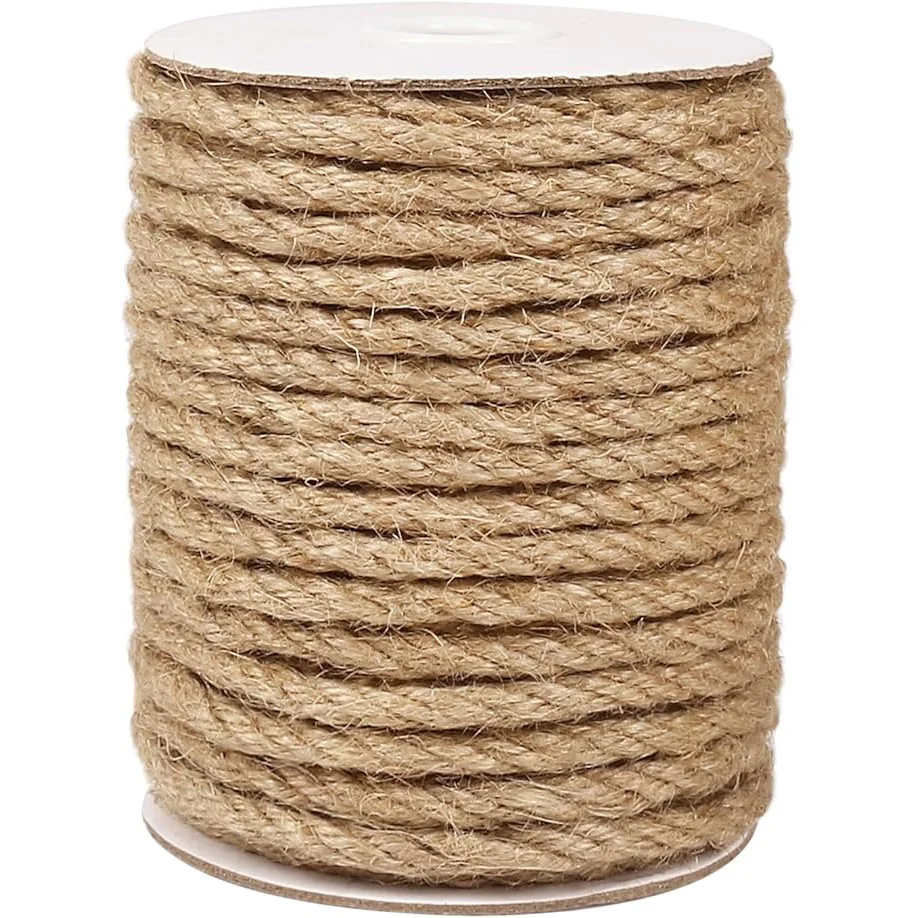 Işçiliği bahçe hediye sarma ambalaj ve ev dekor için 5mm jüt halat 4Ply bükülmüş ağır sicim halat