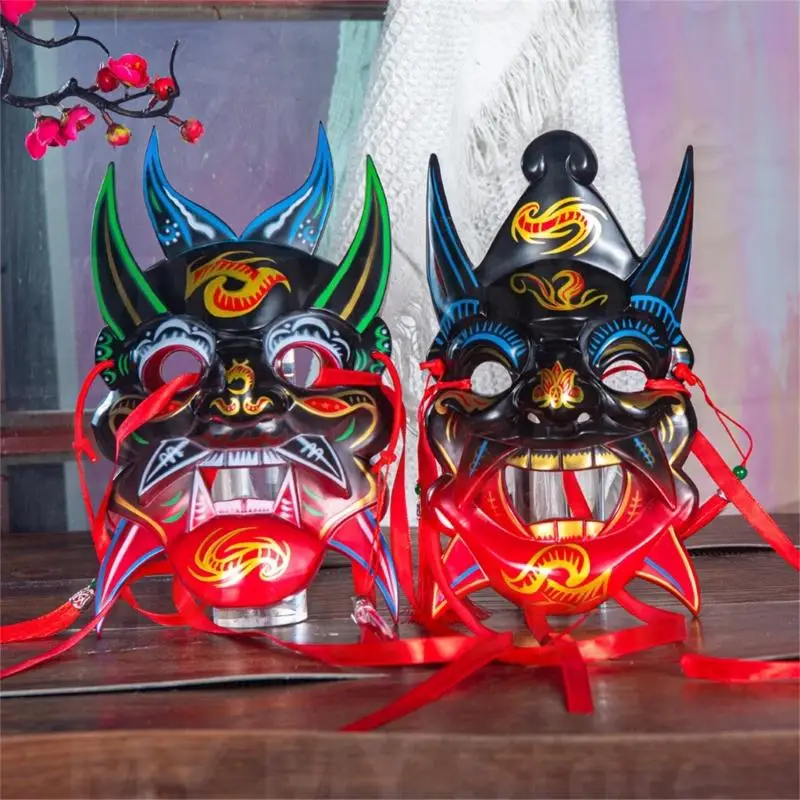 

Unisex Masquerade Mask Hand Painted Nuo Operas Mask Cosplay Mask for Temple Carnival Halloween Dress up Party Mask Gift