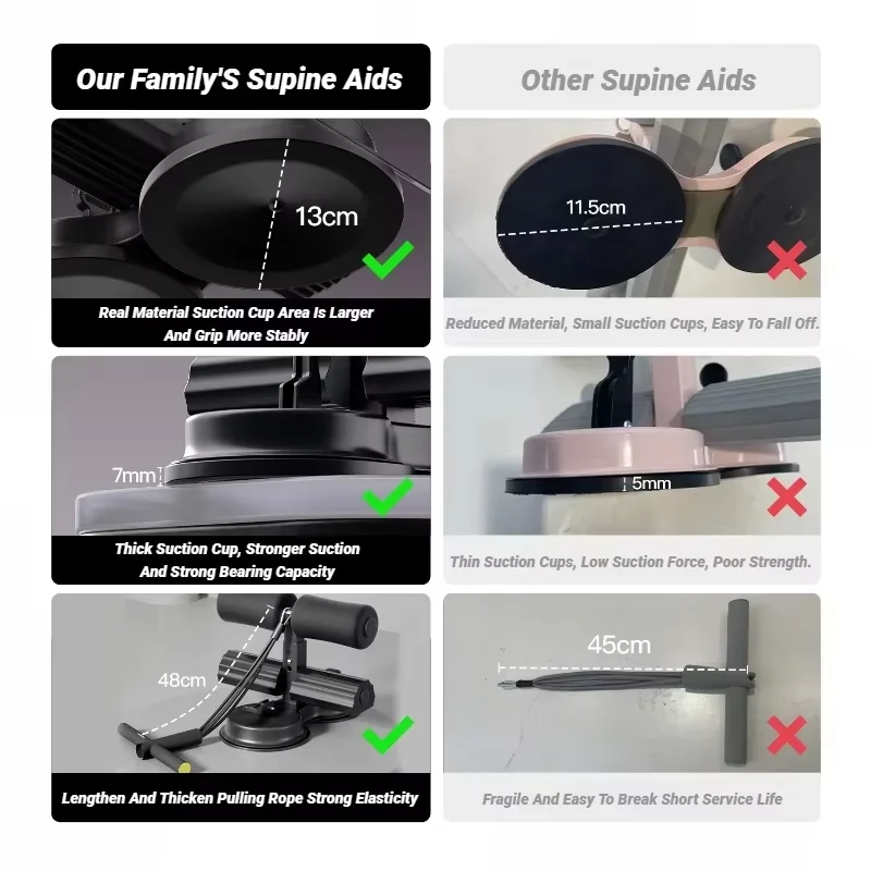 معدات الجلوس مع كوب شفط لدعم الكاحل لتمارين اللوح واللياقة البدنية ومعدات تدريب القوة الأساسية الداخلية القابلة للتعديل