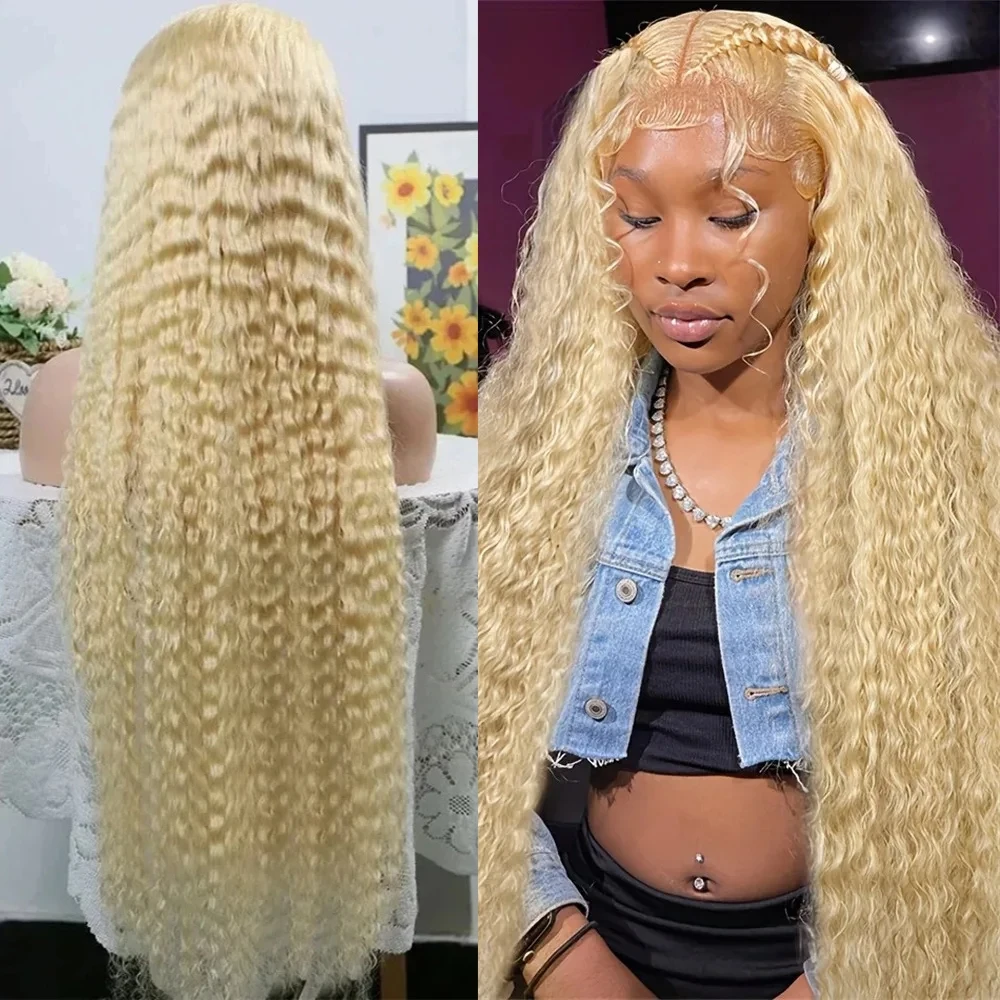 

20" Blonde Lace Front Wig 613 Human Hair Transparen Lace Frontal Wig 13x1 Brazilian Deep Wave Wig Pre Plucked T Part Hairline