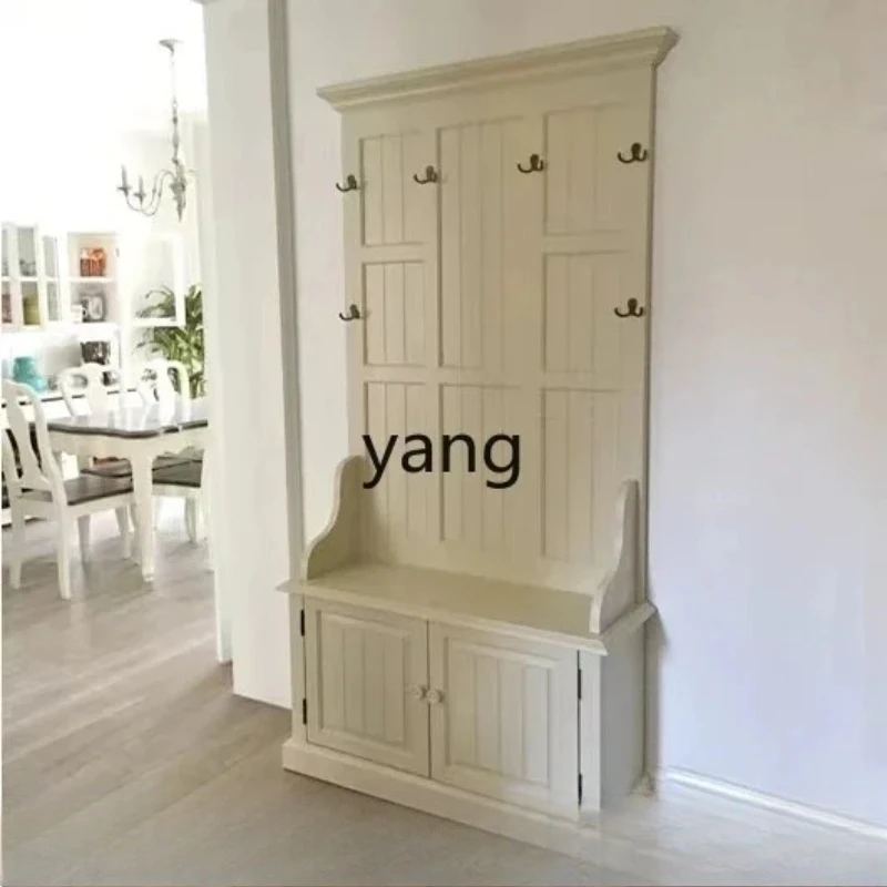 LHH，  all solid wood shoe cabinet foyer coat rack shoe changing stool combination entrance cabinet partition cabinet