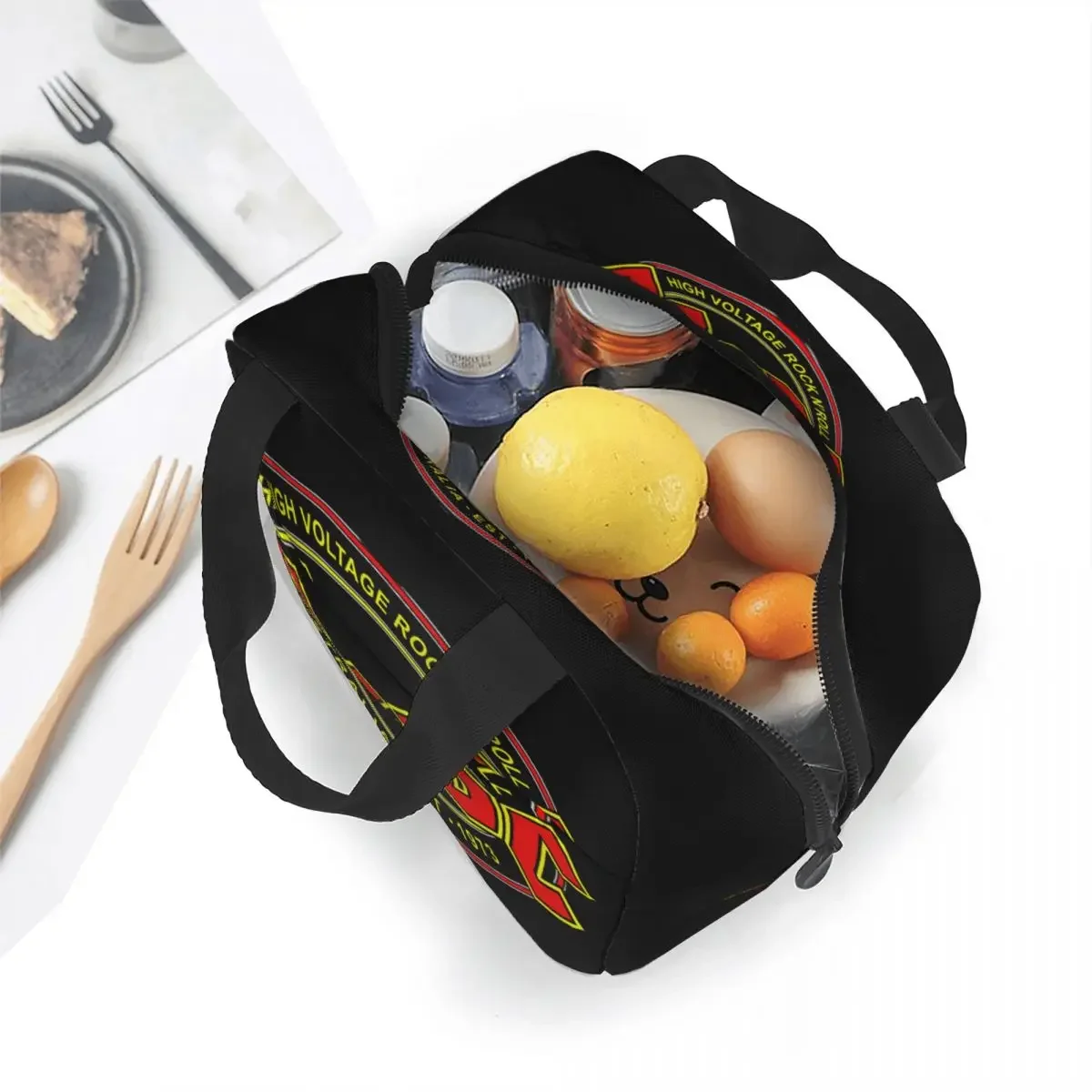 AC DC Rock Insulated Lunch Bags Thermal Bag Lunch Container Heavy Metal Music Leakproof Tote Lunch Box Outdoor