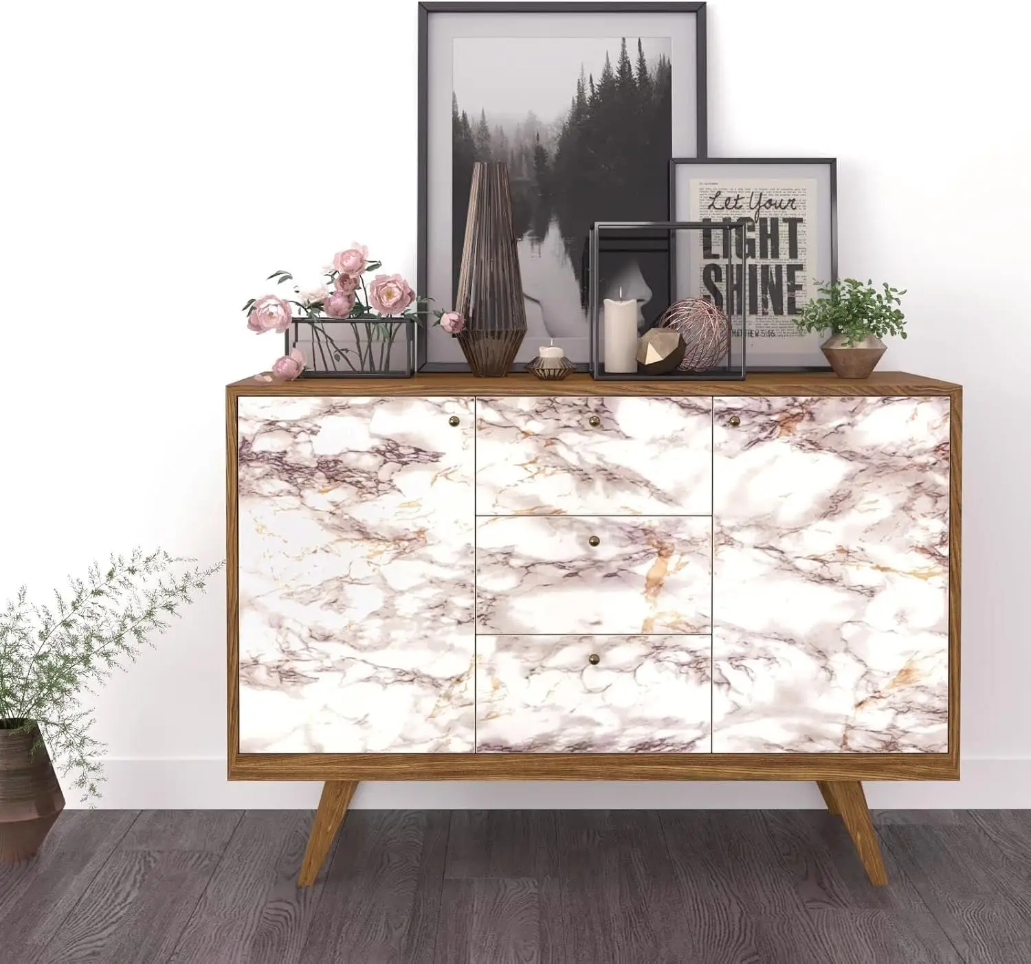 ملصقات حائط رخامية، ورق حائط لخزائن المطبخ، ورق حائط ذاتي اللصق، وملصقات مقاومة للدهون من مادة PVC #3