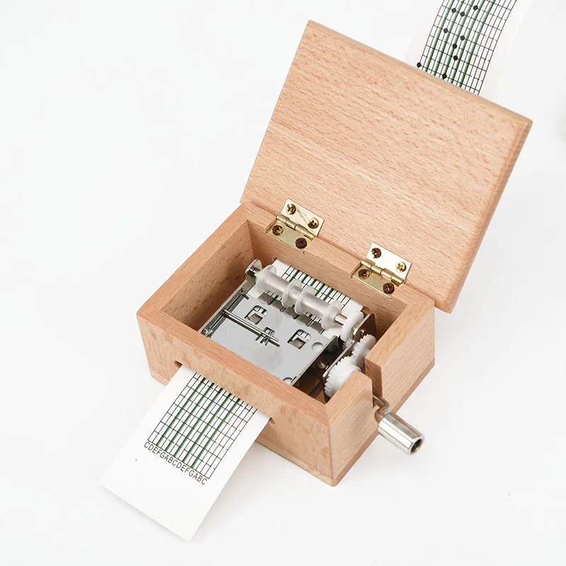 15 Tone Hand-cranked Music Box With Paper Tape Puncher Wooden Boxes Music Paper Composing Movement Creative DIY Composing Music